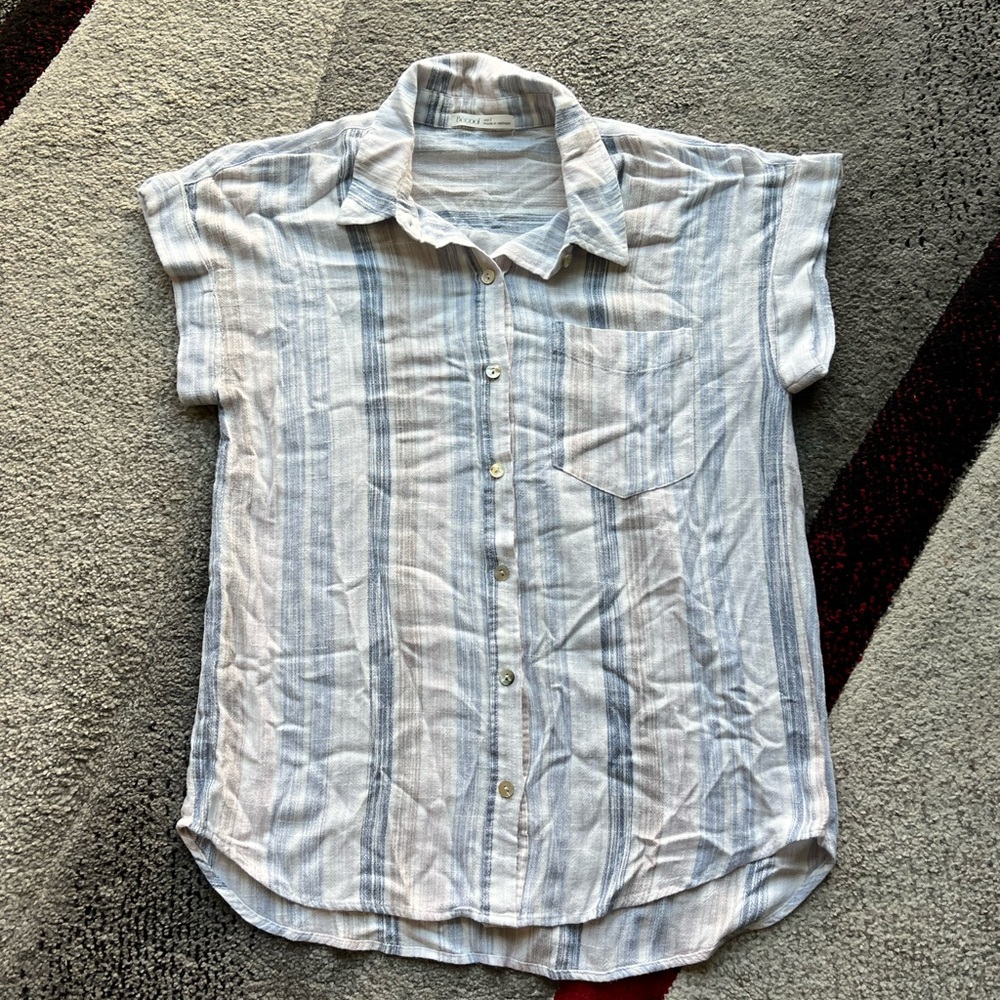Be Cool Los Angeles Linen Blend Stripped Coastal Shirt